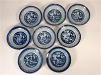 8 blue canton bowls 5 3/4” dia. / 1  has chip on