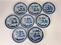 8 blue canton shallow bowls 5 3/4” - 6” dia.