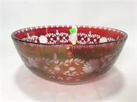 Venitian glass bowl, scratched through in red /