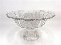 Pressed glass two-part punch bowl 16” dia. X 10