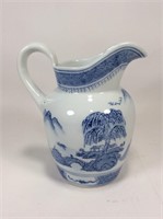 Blue and white pitcher-  William Sonoma -made in