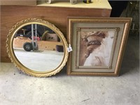 Round Mirror and Lady Print