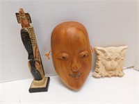 Carved Mask 9" T, 5" W. carved wooden mask, totem