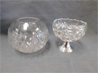 Crystal Rose bowl, 5" T, 6" W. Made by Rogaska