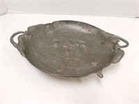 Art Nouveau Zinn Bowl 1.5" T, 11" L, 8" W. Footed