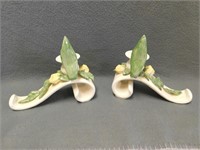 Floral Candle Holder 6" T, 10" L, 3" W. Pair of