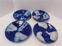 Pottery bowls 2" T, 10" W. 4 blue and white