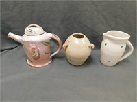 Pottery Hand-painted tea pot, 7.5" T x 9.5" W.