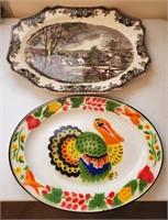 808 - OVAL TURKEY SERVING TRAY & COUNTRY TRAY