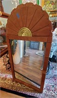 Large Mirror with brass sun and sun beam style top