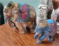 pair of carved wood elephants