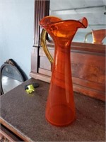 Large Art Glass Orange pitcher by Blinko