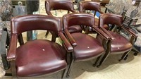Five matching burgundy executive chairs, great