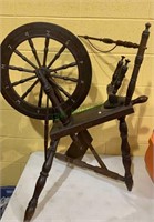 Smaller size antique wood spinning wheel, not