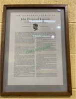 Framed copy of John F Kennedy‘s inaugural address