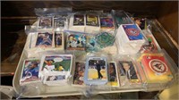 Tray lot of trade cards and sports cards