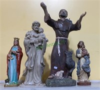 Four larger religious figures, the largest monk