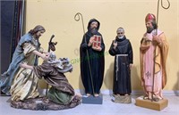 4 religious sculptures, including two monks, one