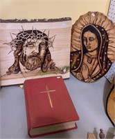2 Burntwood religious plaques, and a Roman