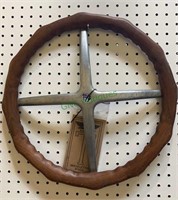 Solid mahogany carved model T steering wheel,