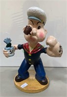 Hand painted iron Popeye the sailor man figure,