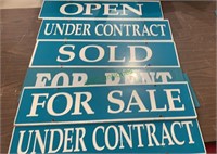 7 professional signs, open, under contract, sold,