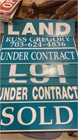 Seven professional signs, sold, locked, land,