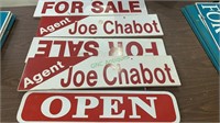 a5 Red and white signs, for sale, agent Joe