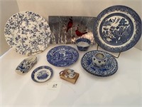 Assorted Blue & White Dishes, Etc.