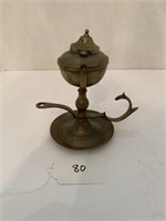 Early Brass Ship Whale Oil Lamp
