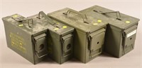 Lot of 4 Metal Military Ammo Boxes