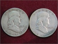 1949 S, 1949 S FRANKLIN HALF DOLLAR 90%