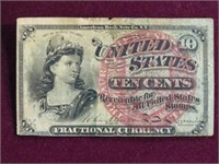 1863 US 10 CENT FRACTIONAL NOTE