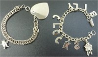 Pair of Silvertone Costume Charm Bracelets with