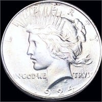 1924 Silver Peace Dollar ABOUT UNCIRCULATED