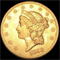 1853 $20 Gold Double Eagle ABOUT UNCIRCULATED