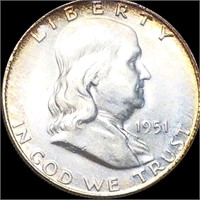 1951-D Franklin Half Dollar CLOSELY UNCIRCULATED