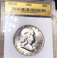 1953 Franklin Half Dollar RCG - MS64