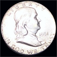 1951-S Franklin Half Dollar NEARLY UNC