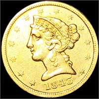 1843-D $5 Gold Half Eagle AU+