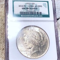 1922 Silver Peace Dollar NGC - UNCIRCULATED