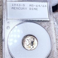 1943-S Mercury Silver Dime WMP - MS64