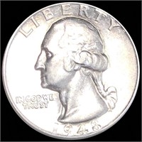 1948-D Washington Silver Quarter CLOSELY UNC