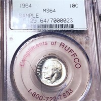 1964 Roosevelt Silver Dime PCGS - MS64