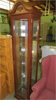 CHERRY LIGHTED MIRROR BACK CURIO CABINET