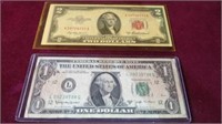 SERIES 1953 A $2 RED SEAL, 1963 B $1 BARR NOTE