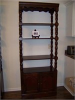 Dark Wood Stained Shelf Unit with 2 Doors