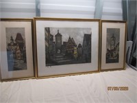 3 pieces of framed art  unknown origin