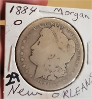 1884 O New Orleans Morgan US silver dollar