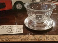 Mid Century pressed bowl w STERLING SILVER base